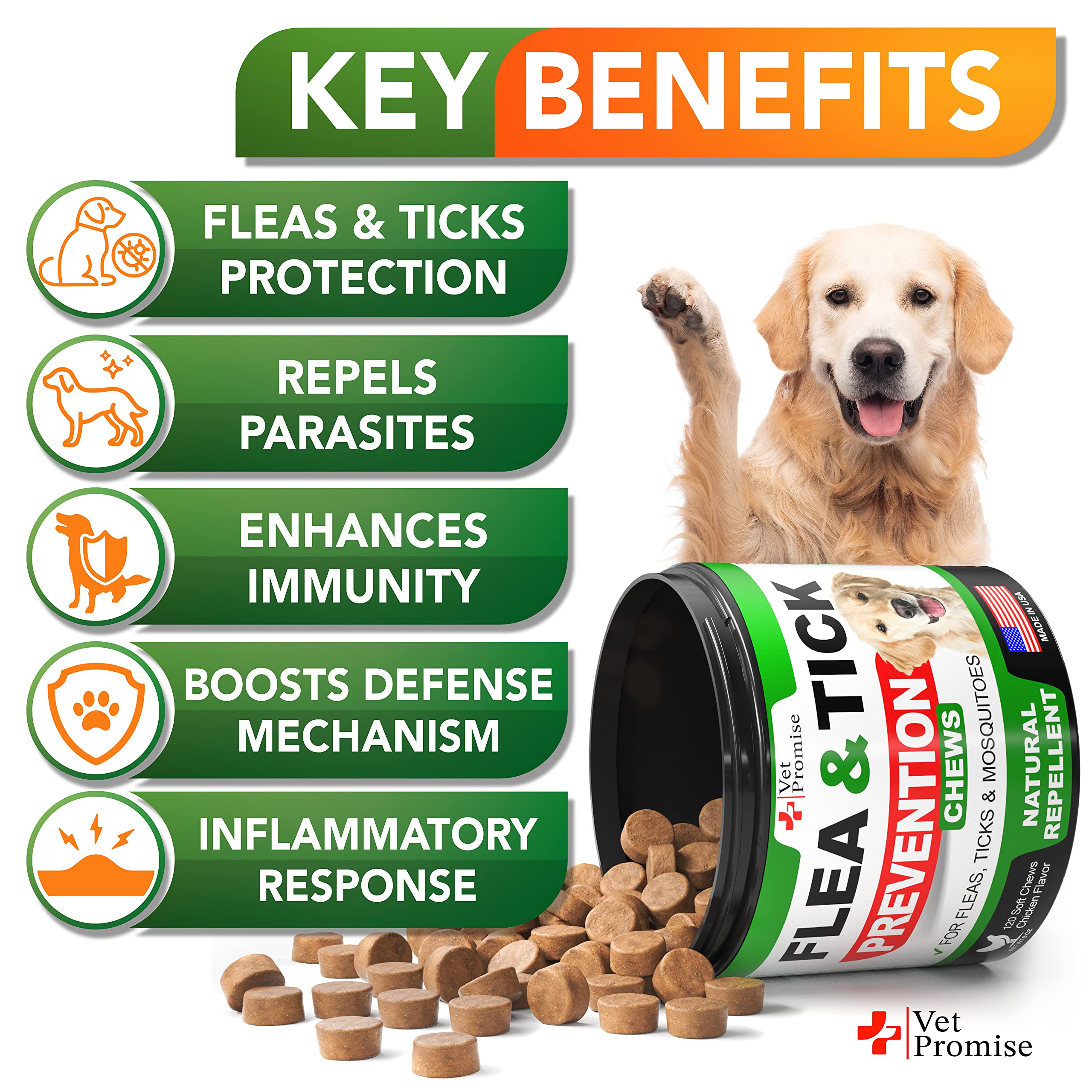 Vet Promise dog tablets with natural ingredients for pest prevention