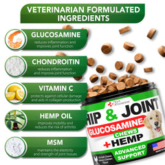 Vet Promise soft chews close-up emphasizing tasty texture and joint comfort benefits.