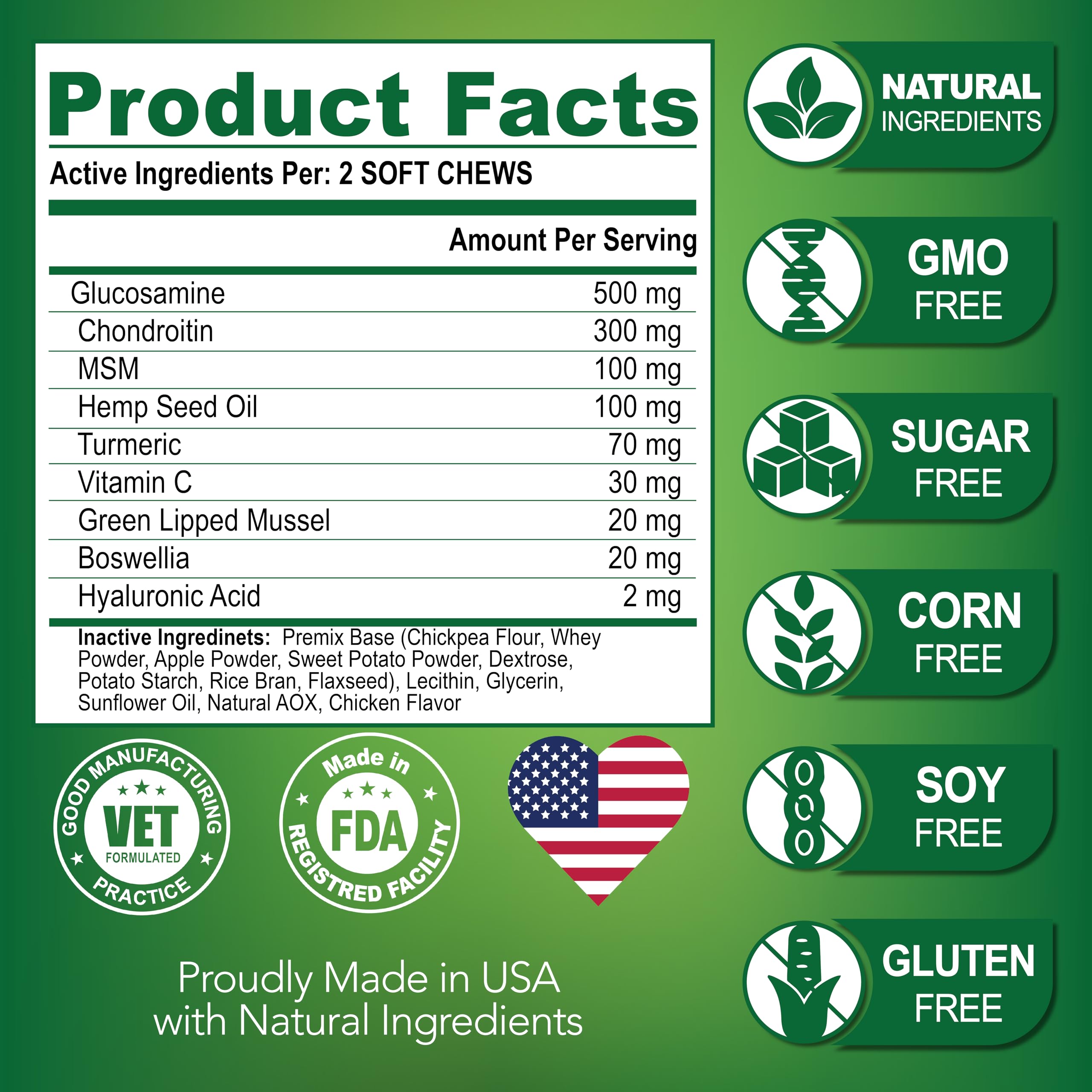 Vet Promise Made in USA seal on packaging signaling quality and domestic production.