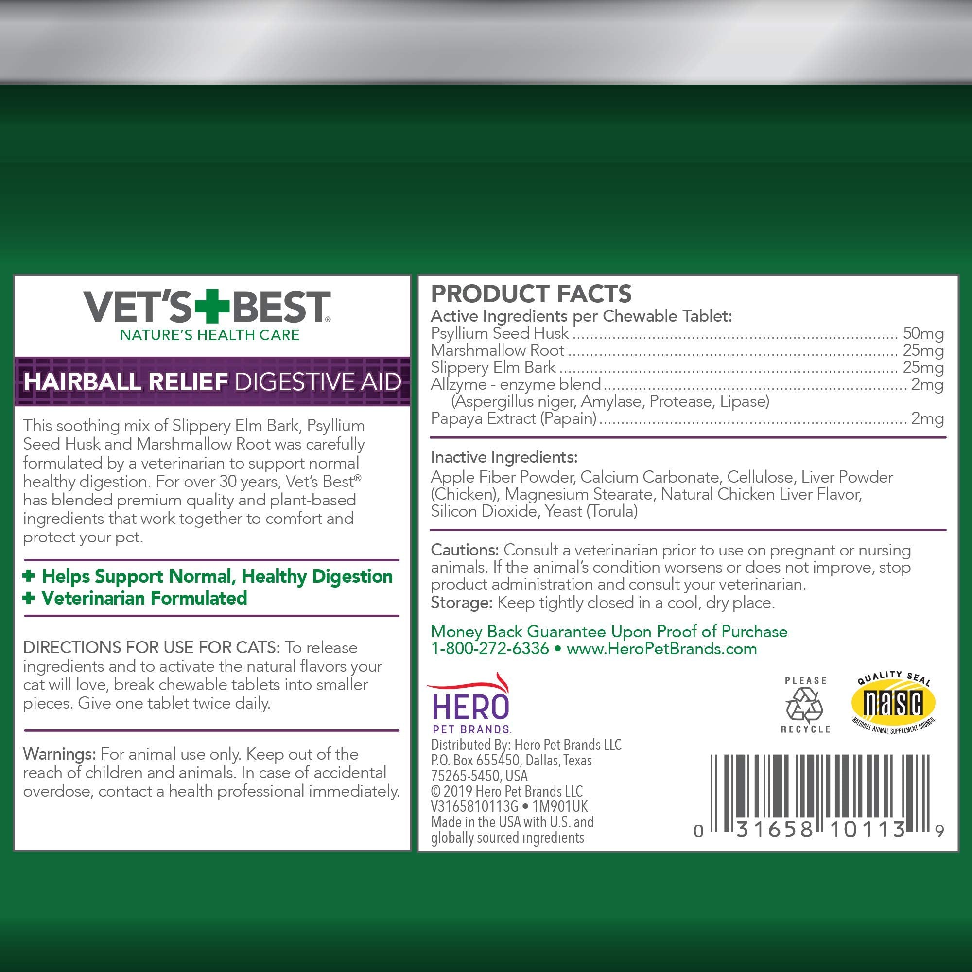 Vet's Best Cat Hairball Relief apple fiber portion for regular elimination