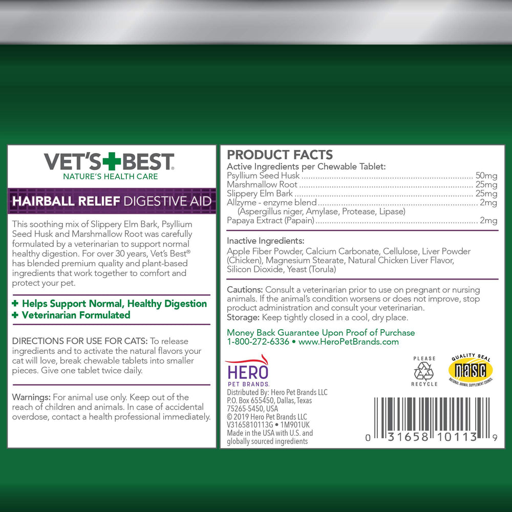 Vet's Best Cat Hairball Relief apple fiber portion for regular elimination
