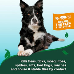 Vet's Best spray provides even coat coverage for fleas and ticks on a dog.