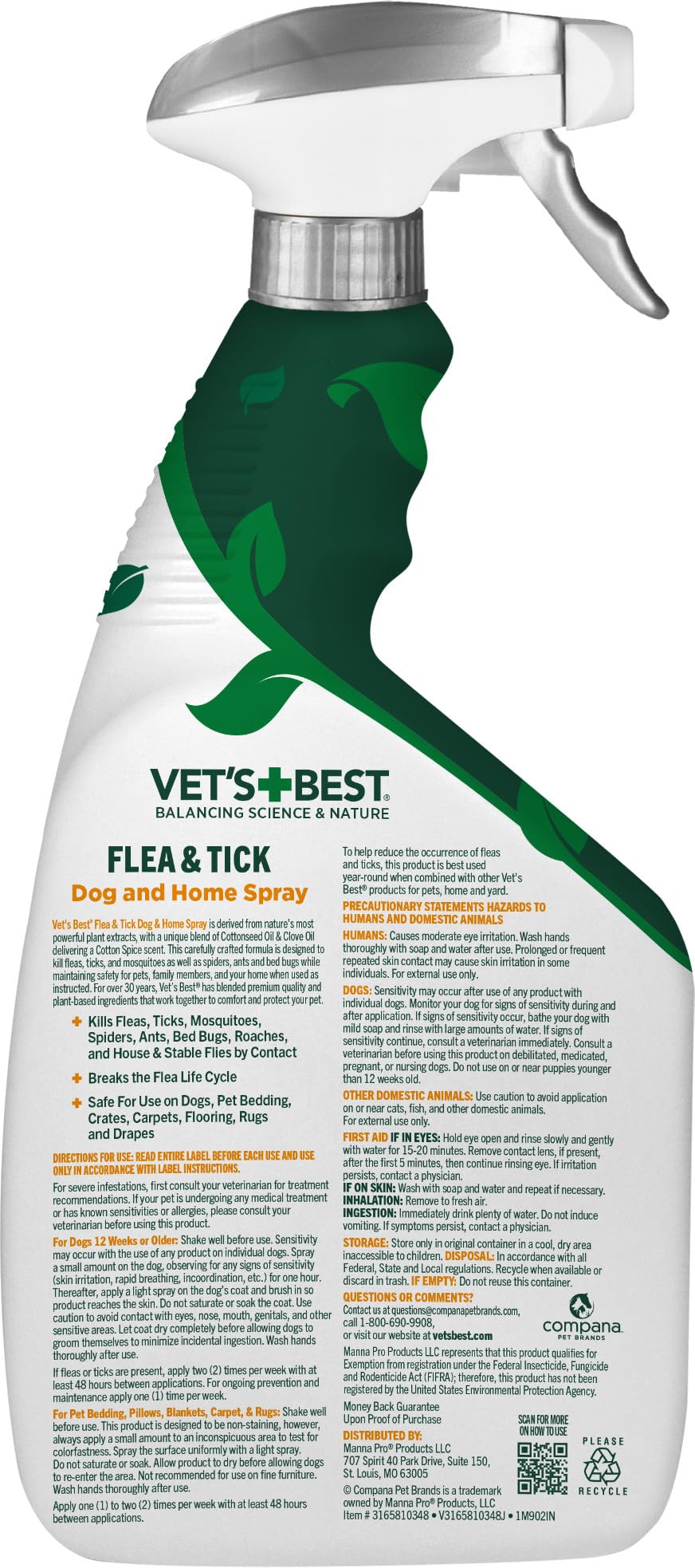Vet's Best pest-control-coverage shows contact-kill action against pests.