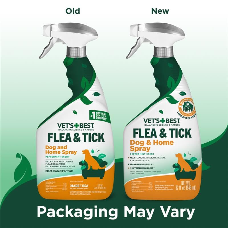 Vet's Best plant-based ingredients label emphasizes peppermint oil and eugenol.
