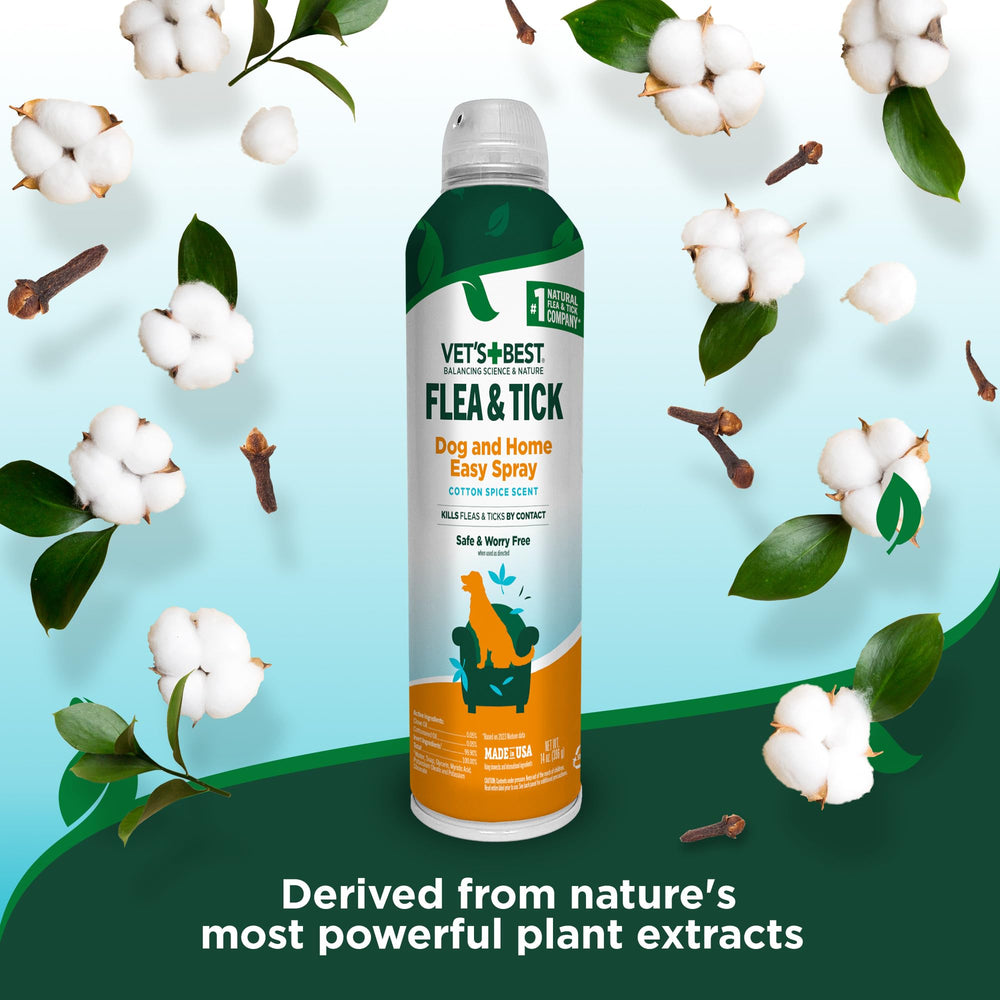 Vet's Best spray on dog bedding demonstrates home pest control in action.