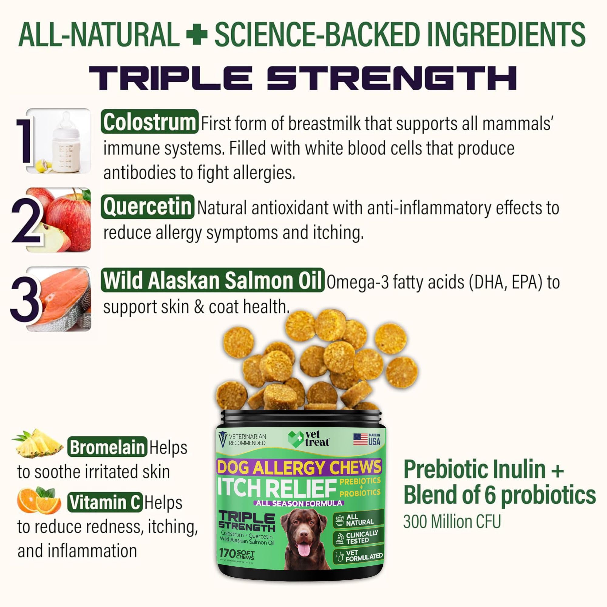 Vet Treat made in USA lab-tested seal presented for quality.