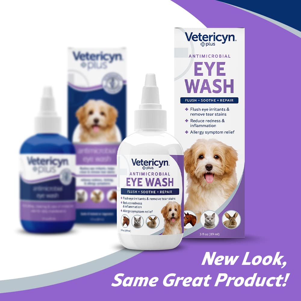 Pet first aid scene with Vetericyn eye rinse used at home