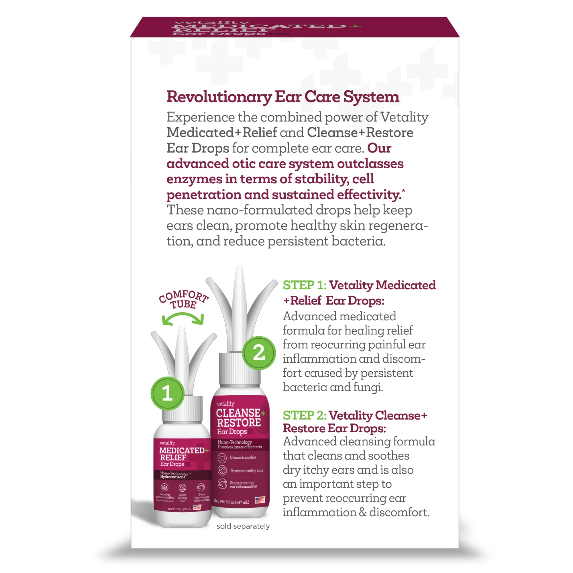 Vetality Otic Drops bottle label closeup emphasizing USA-made quality