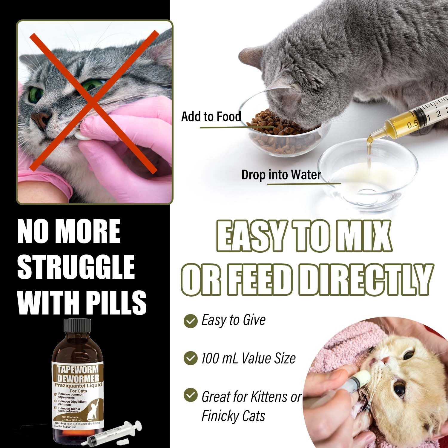 VetaSure liquid dewormer with dosing syringe for stress-free administration