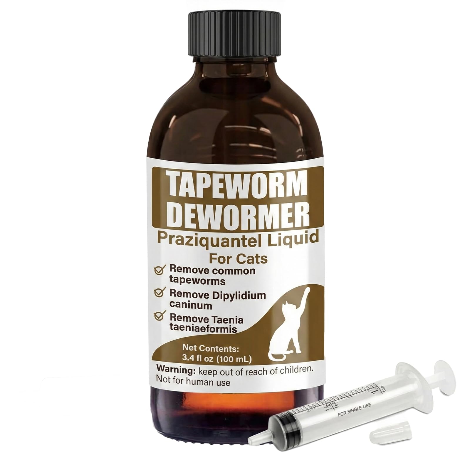 VetaSure tapeworm dewormer bottle for cats with easy dosing for picky eaters