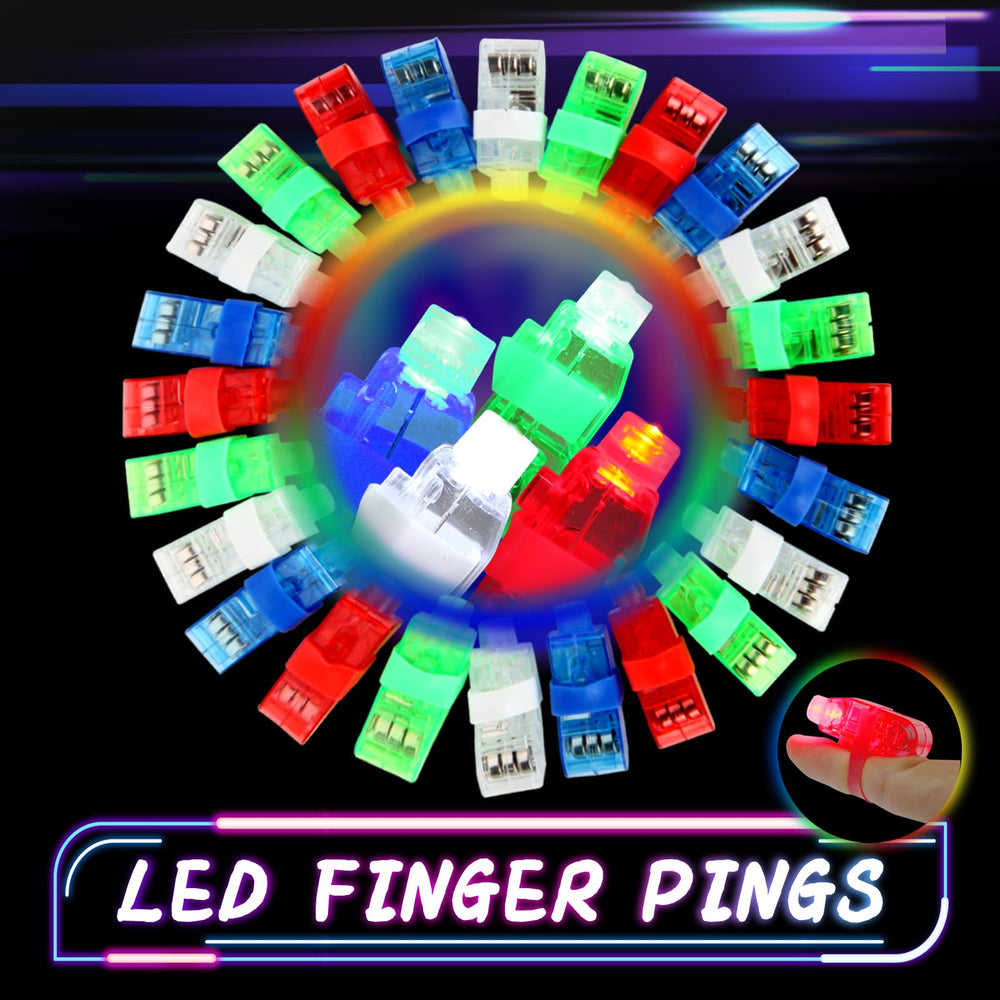 VETE LED finger light in red color with easy on/off for kids' events.