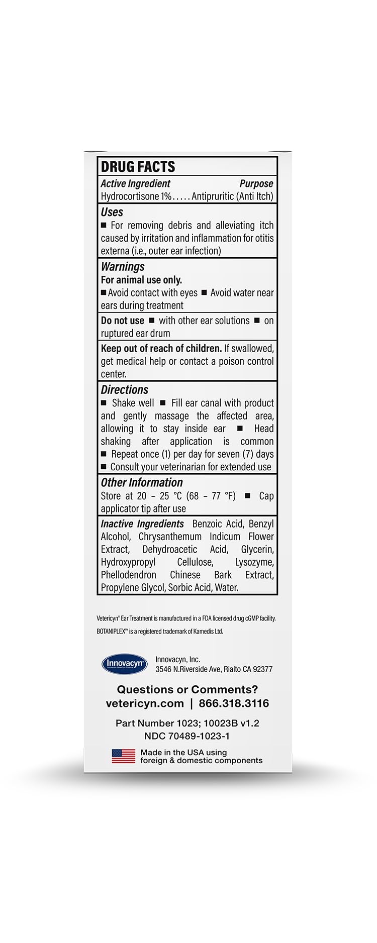 Pet ear with improved appearance after fast-acting relief potential