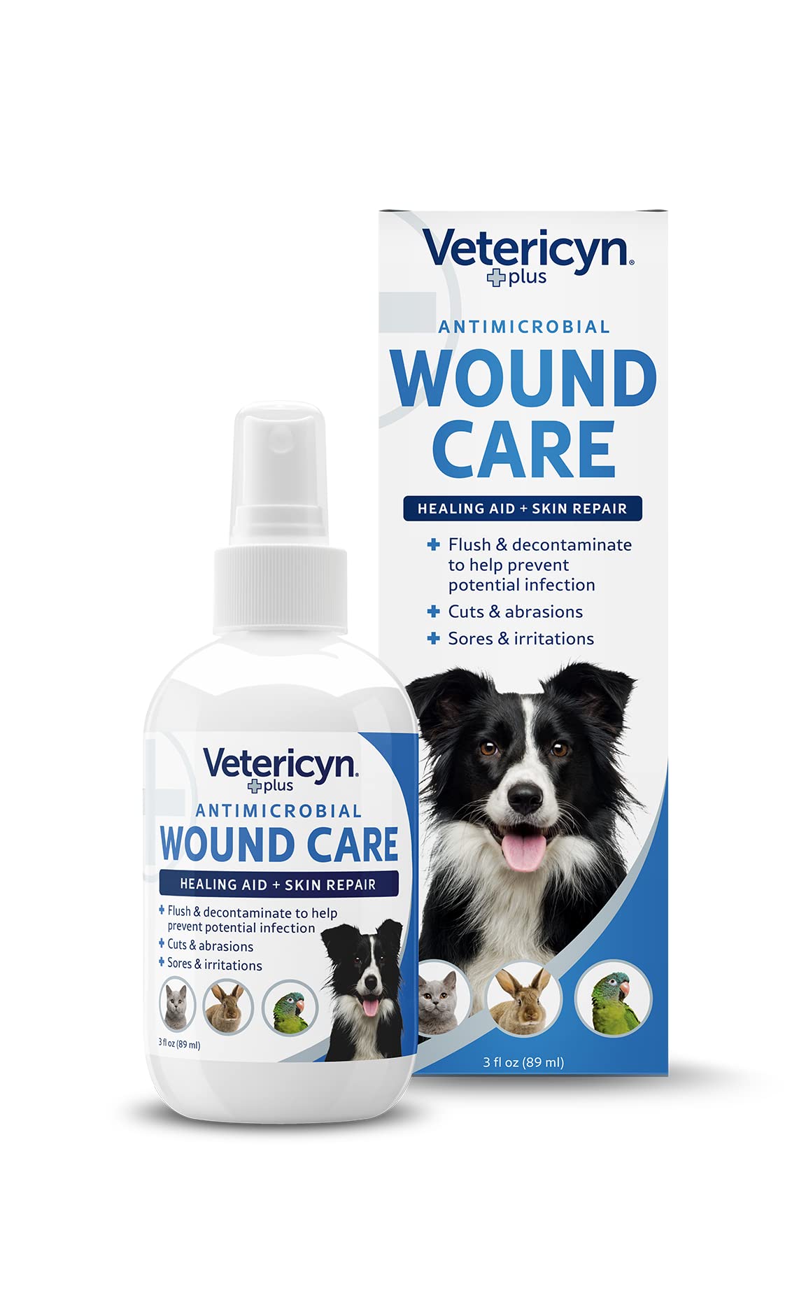 Vetericyn Plus Dog Wound Spray applied to a small cut for gentle cleansing.