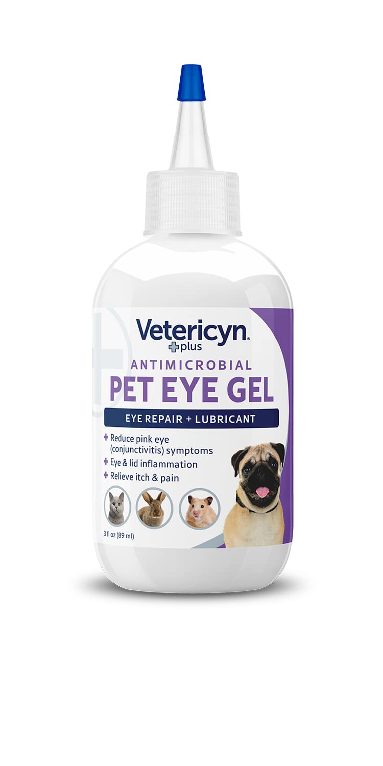 Close-up of pet eye with lubricating gel from Vetericyn Plus Eye Gel