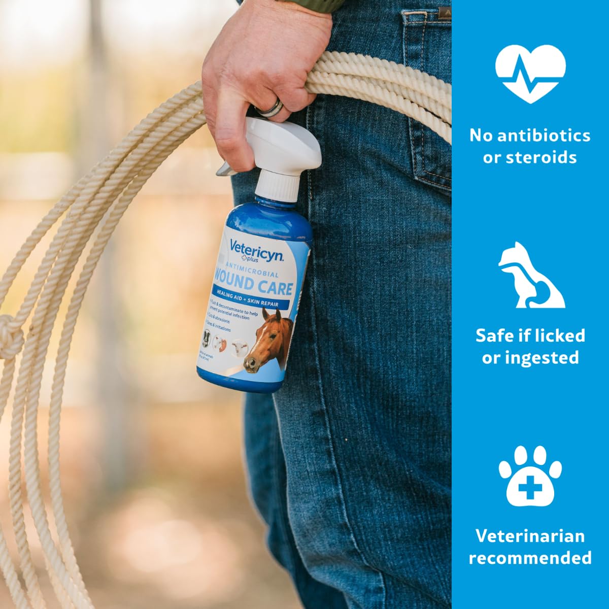 Vetericyn Plus Horse Wound Care Spray 16 oz bottle ready for home care
