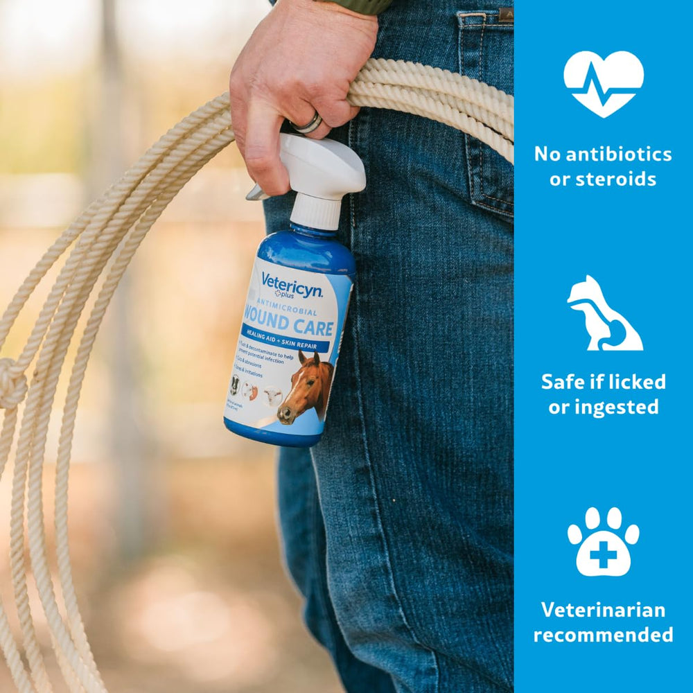 Vetericyn Plus Horse Wound Care Spray 16 oz bottle ready for home care