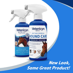 Vetericyn Plus Horse Wound Care Spray being applied to irritated skin for soothing care