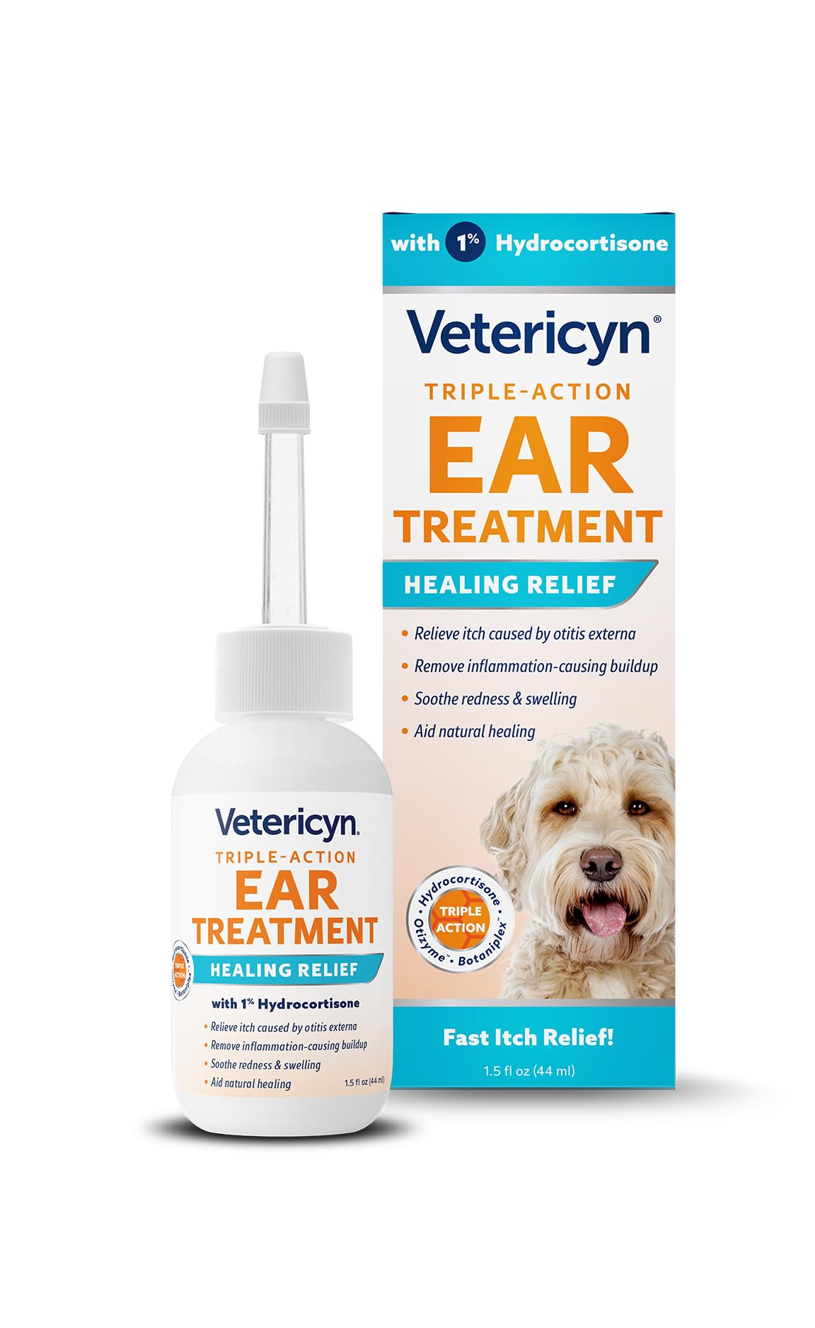 Vetericyn Triple-Action Ear Treatment bottle ready for at-home ear care