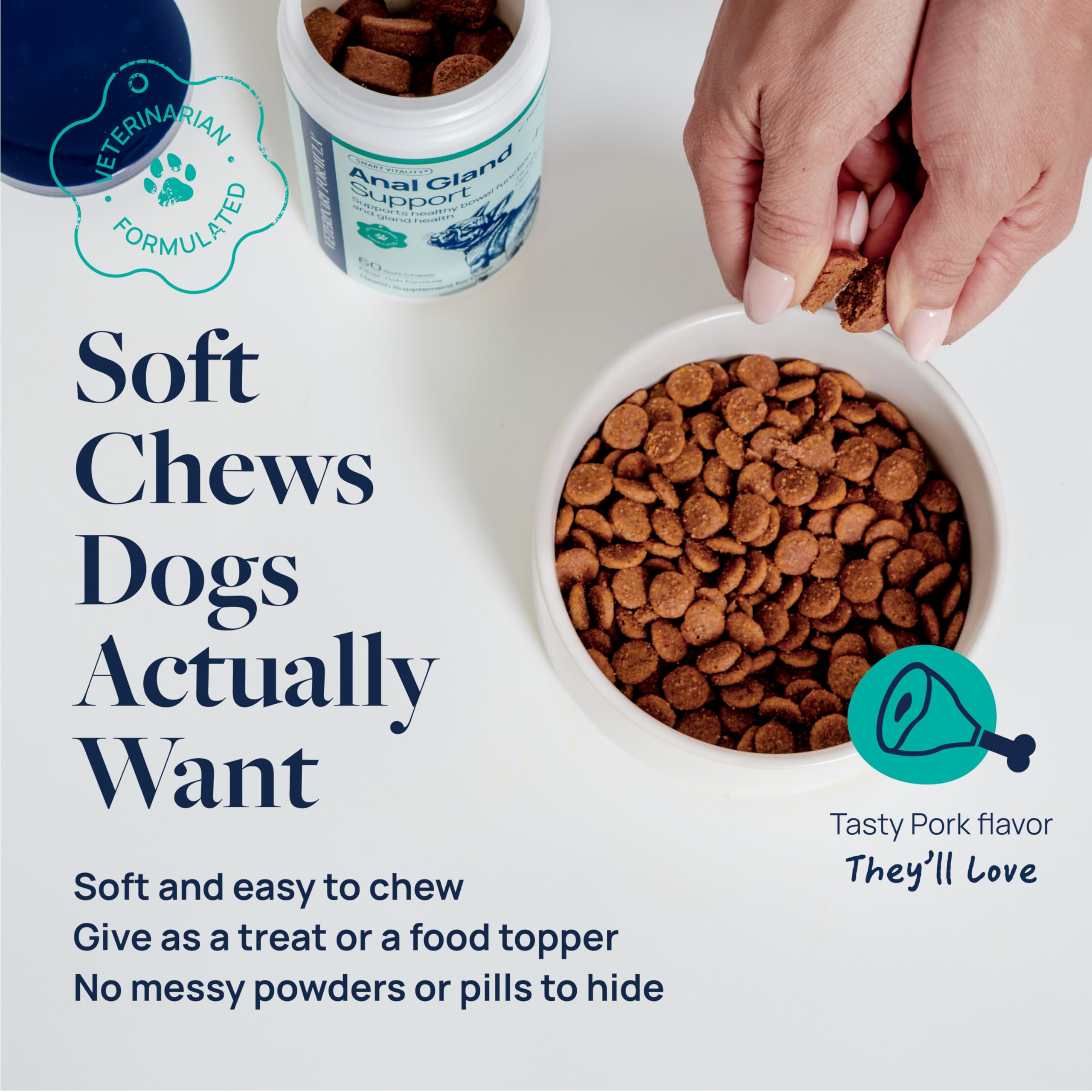 Dog enjoying calm mood after Veterinary Formula Anal Gland Support daily chew.