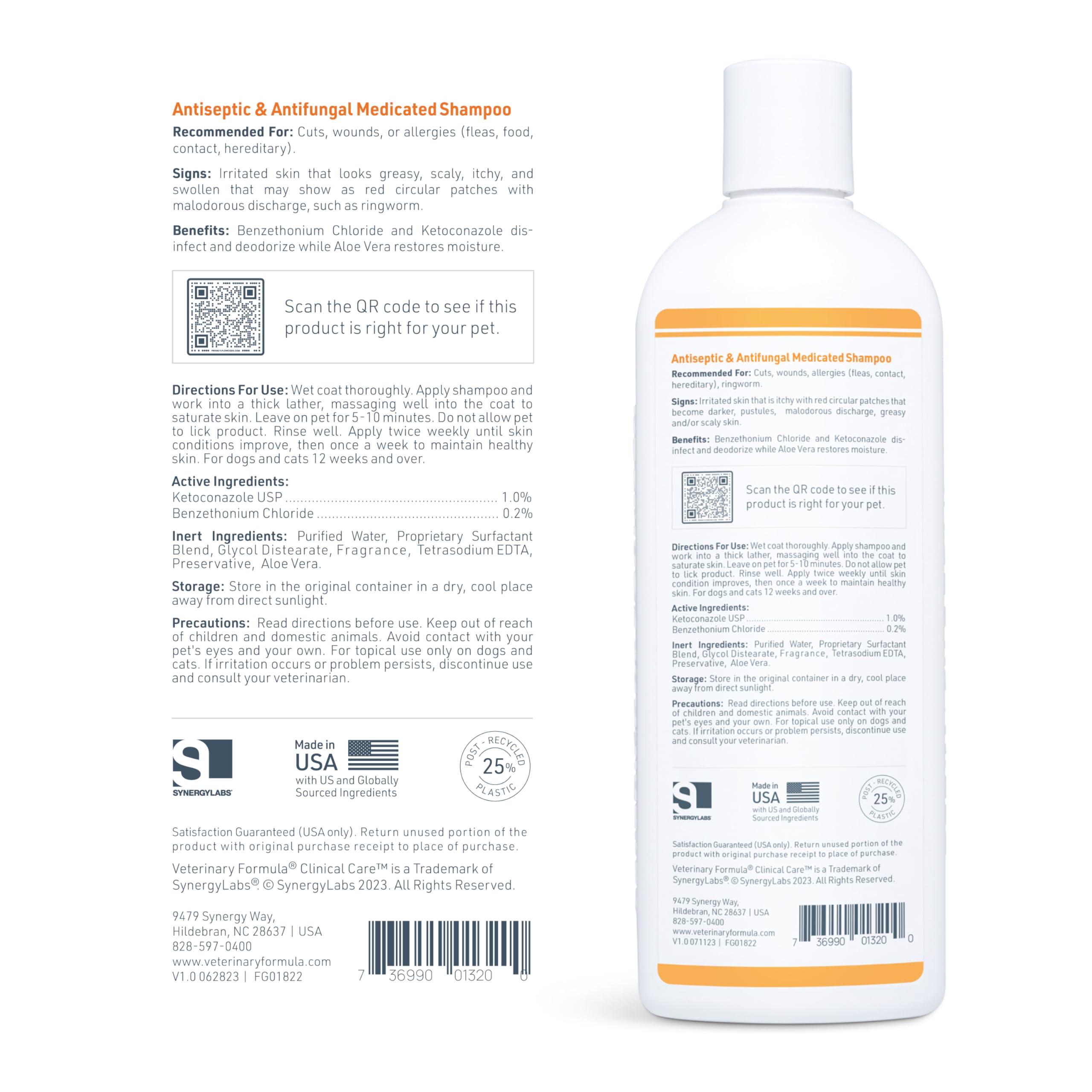 Veterinary Formula Clinical Care after-bath grooming scene with a calm, clean pet.