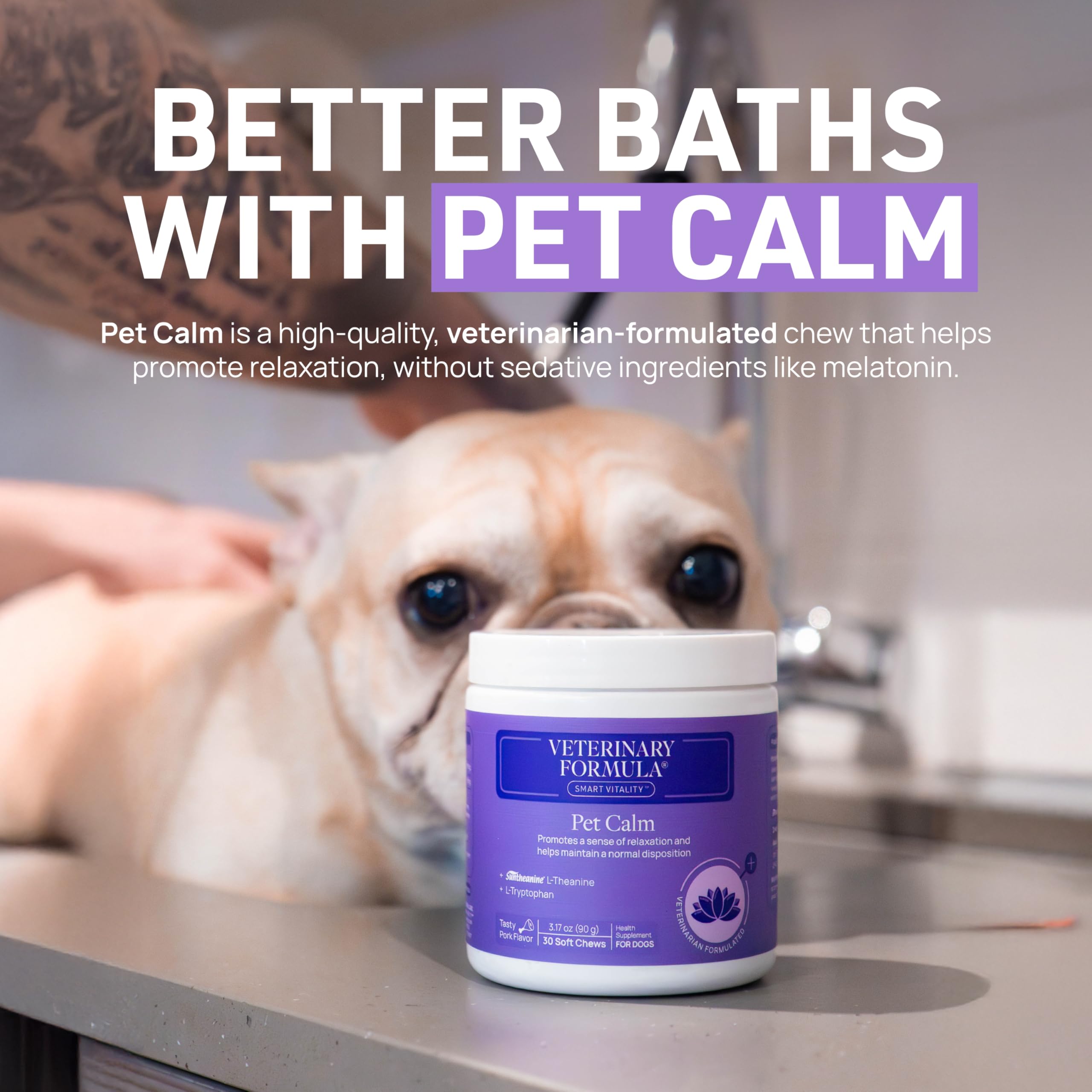 Veterinary Formula coat-shine image hints at a soft, lustrous coat after grooming