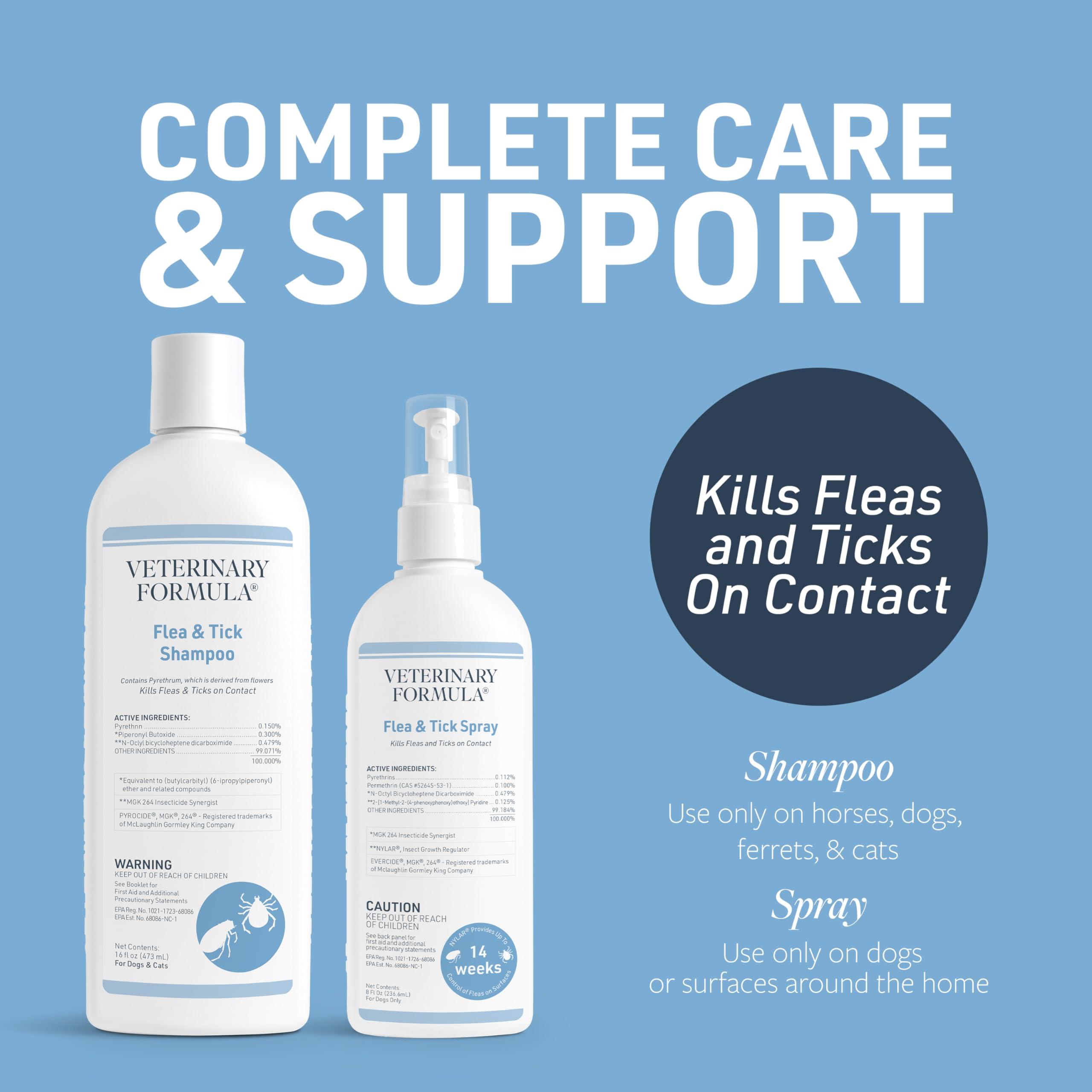 Veterinary Formula flea & tick spray bottle for dogs delivering fast contact kill.