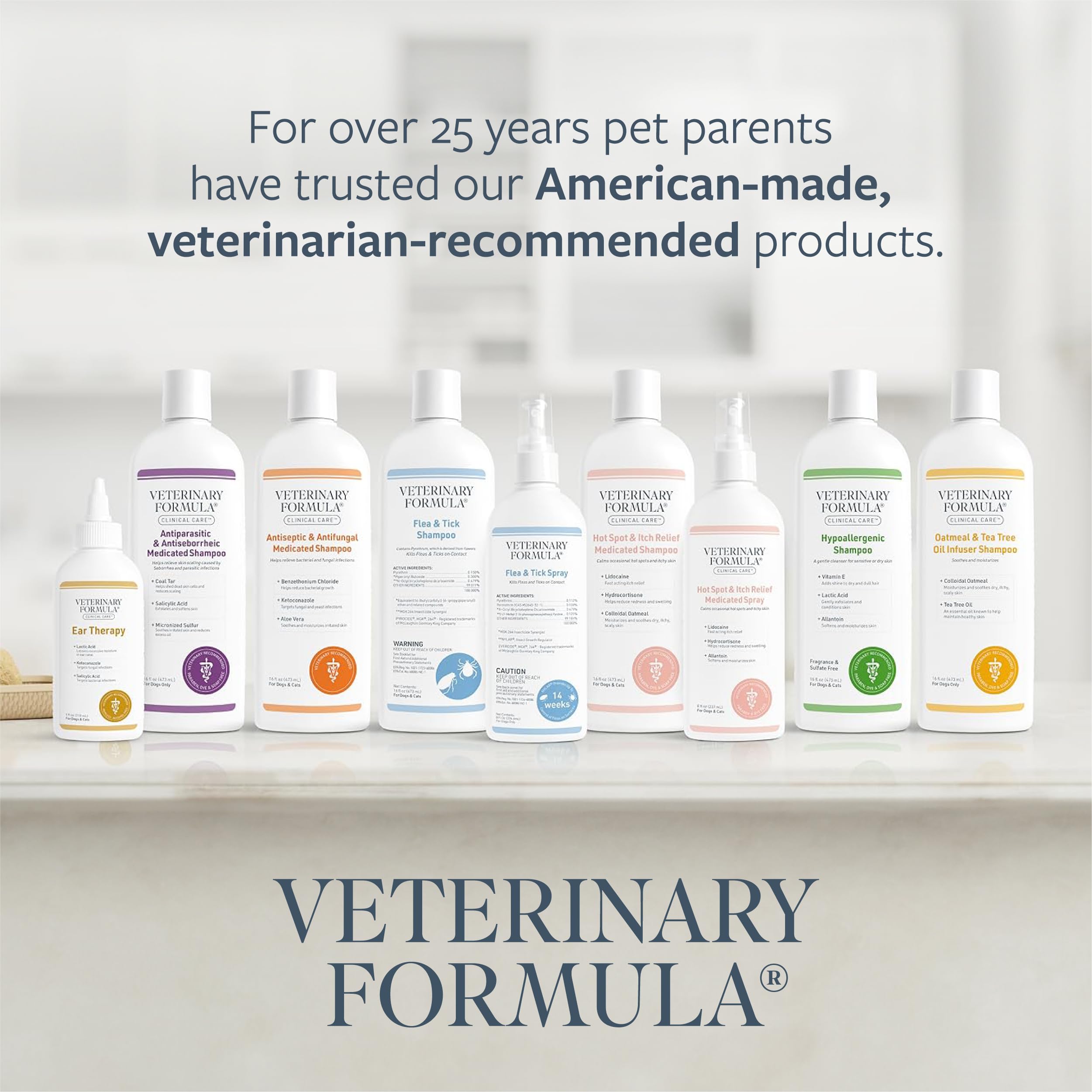 Veterinary Formula spray used during grooming for convenient home care