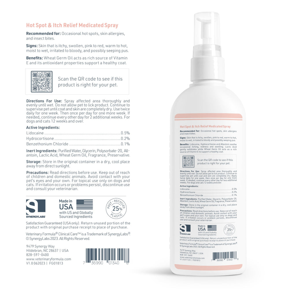 Veterinary Formula pet-parent-friendly-packaging shows affordable, reliable care for hot spots.