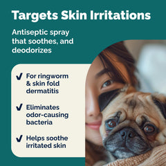 Targeted spray on paw areas to reduce irritation after walks with Vetnique DermaBliss.