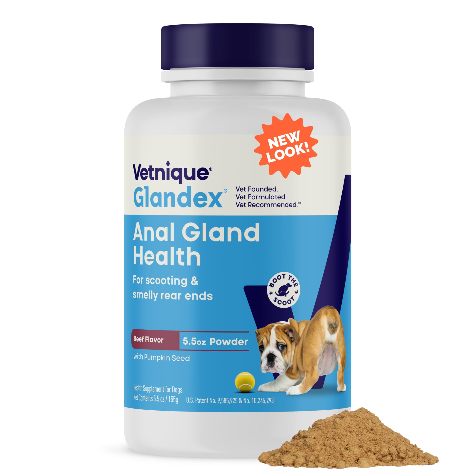 Vetnique Glandex box front shows branding for canine digestion support