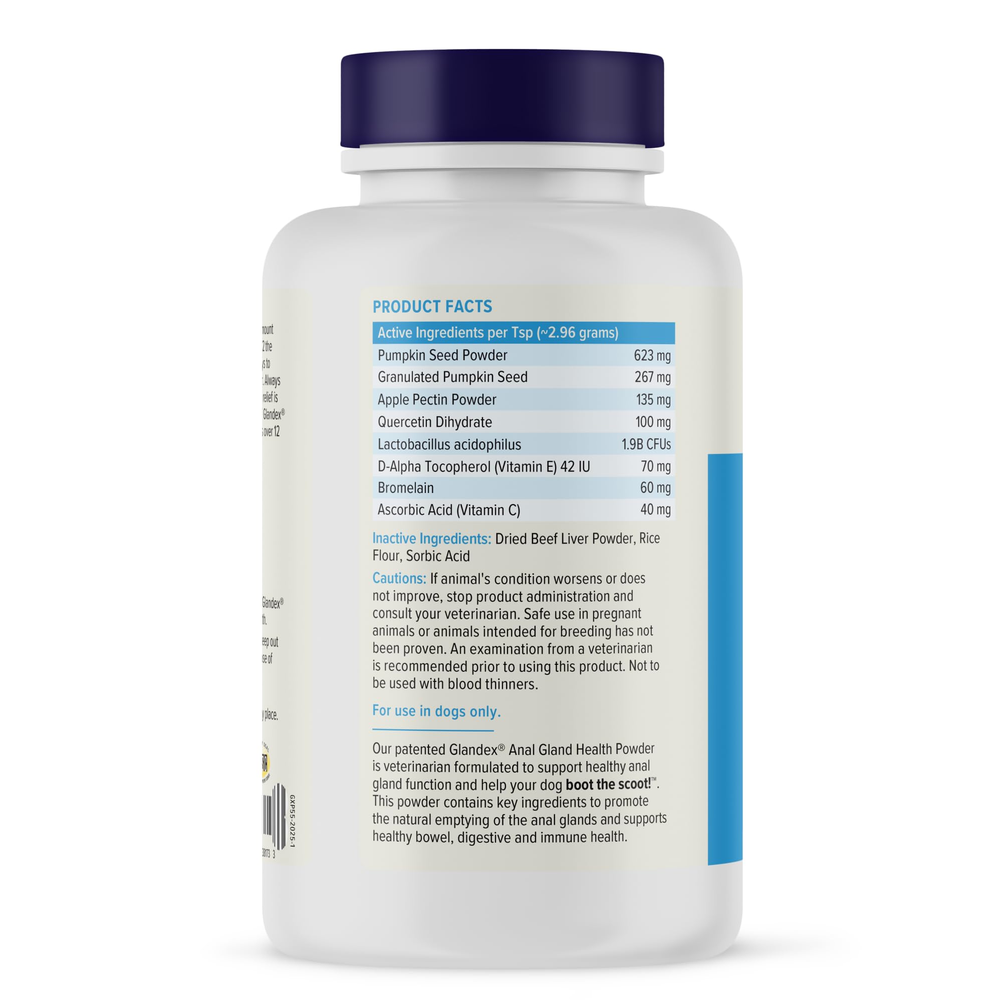 Measuring scoop with Glandex demonstrates easy daily dosing