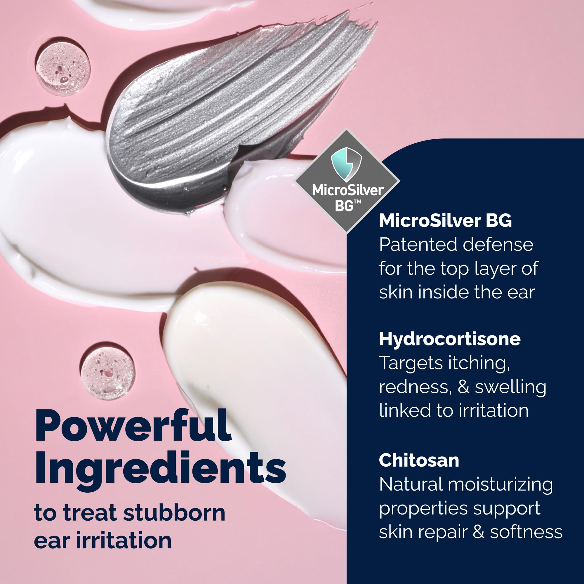 Vetnique Oticbliss illustration highlighting antimicrobial ingredients.