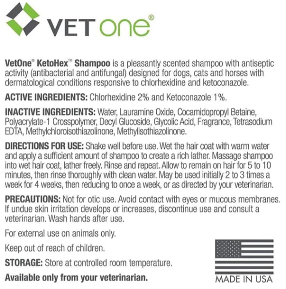 Vet One KetoHex shampoo for dogs and cats supports clean, comfortable coats.