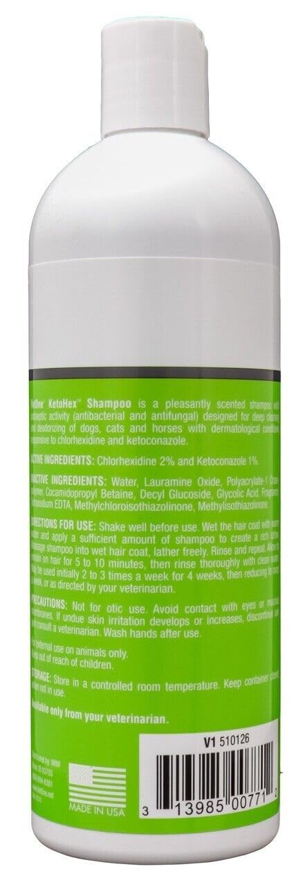 KetoHex foamy lather cleans and soothes irritated pet skin.