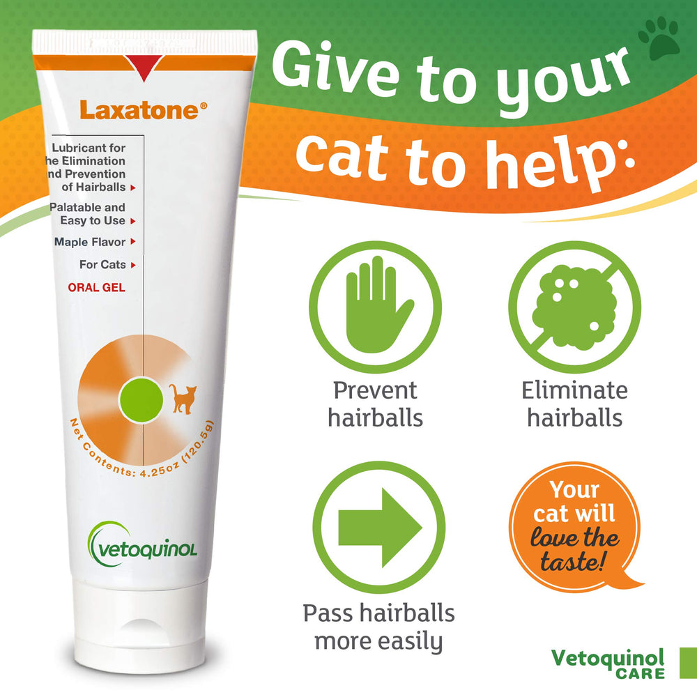 Cat receives maple gel on paw from Vetoquinol Laxatone for easy daily use