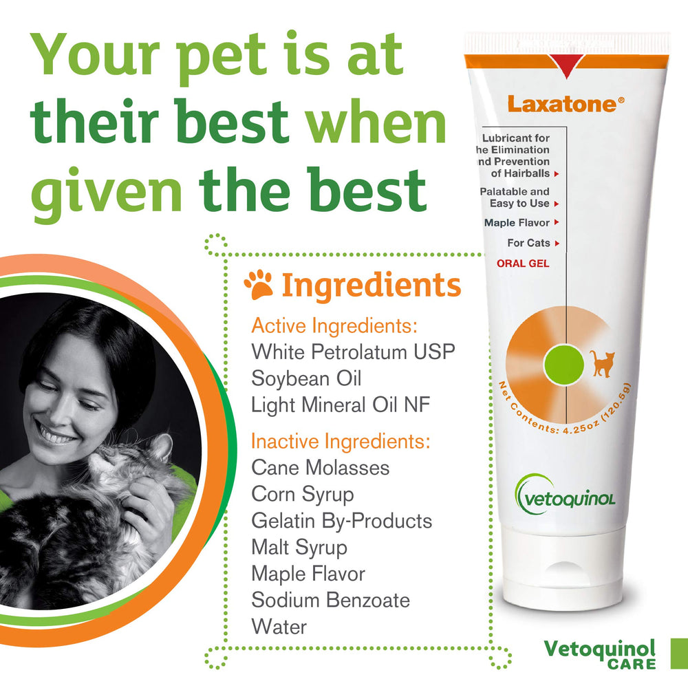 Maple gel from Vetoquinol Laxatone to help with hairball passage in litter box