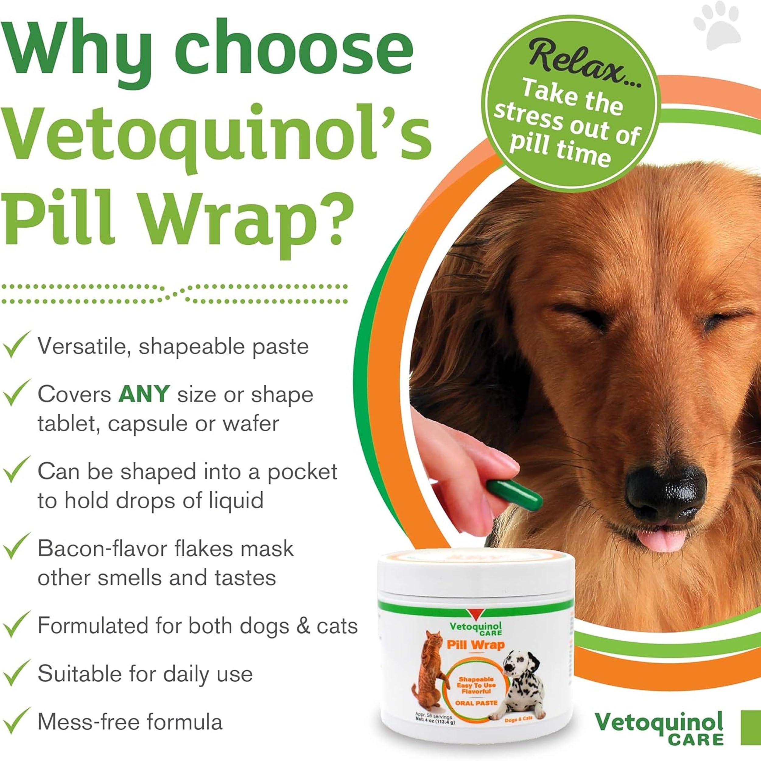 Vetoquinol Pill Wrap scent masking with natural ingredients for easier pill handling.