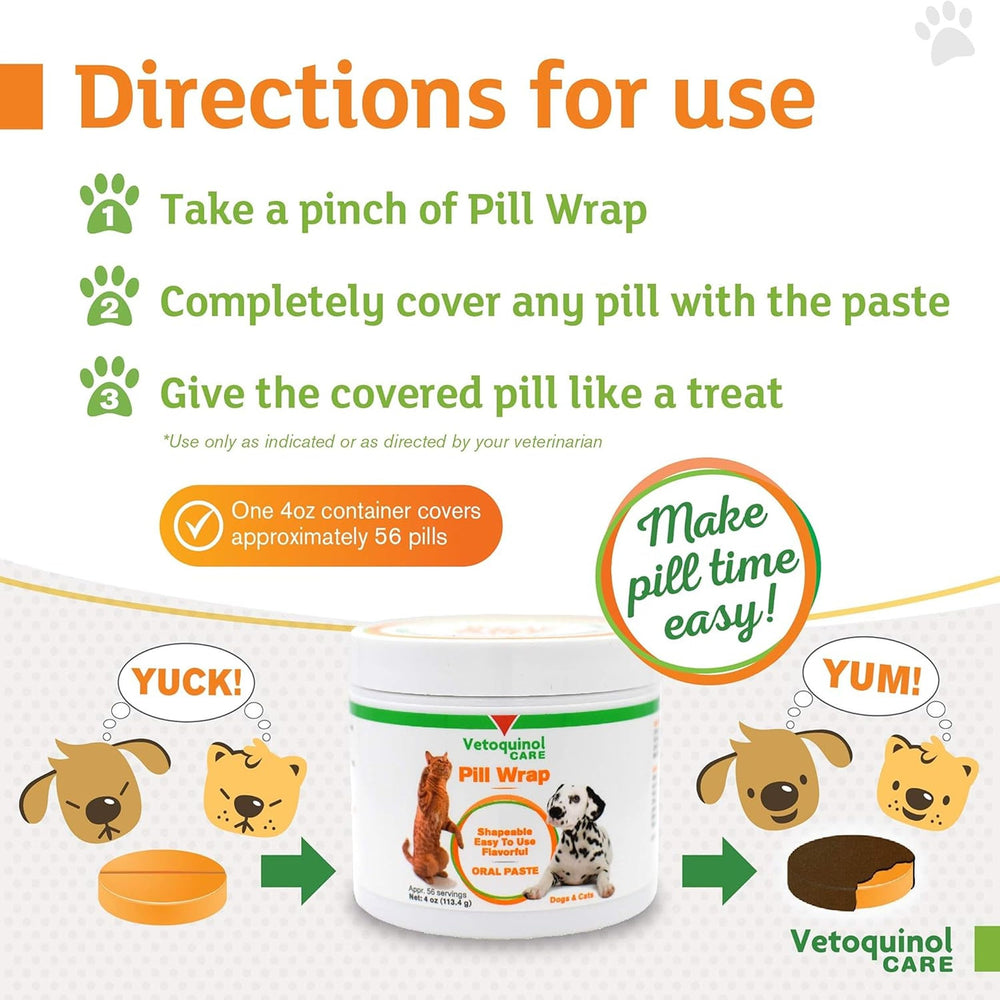 Vetoquinol Pill Wrap treat-time use with smell masking benefits for pets.