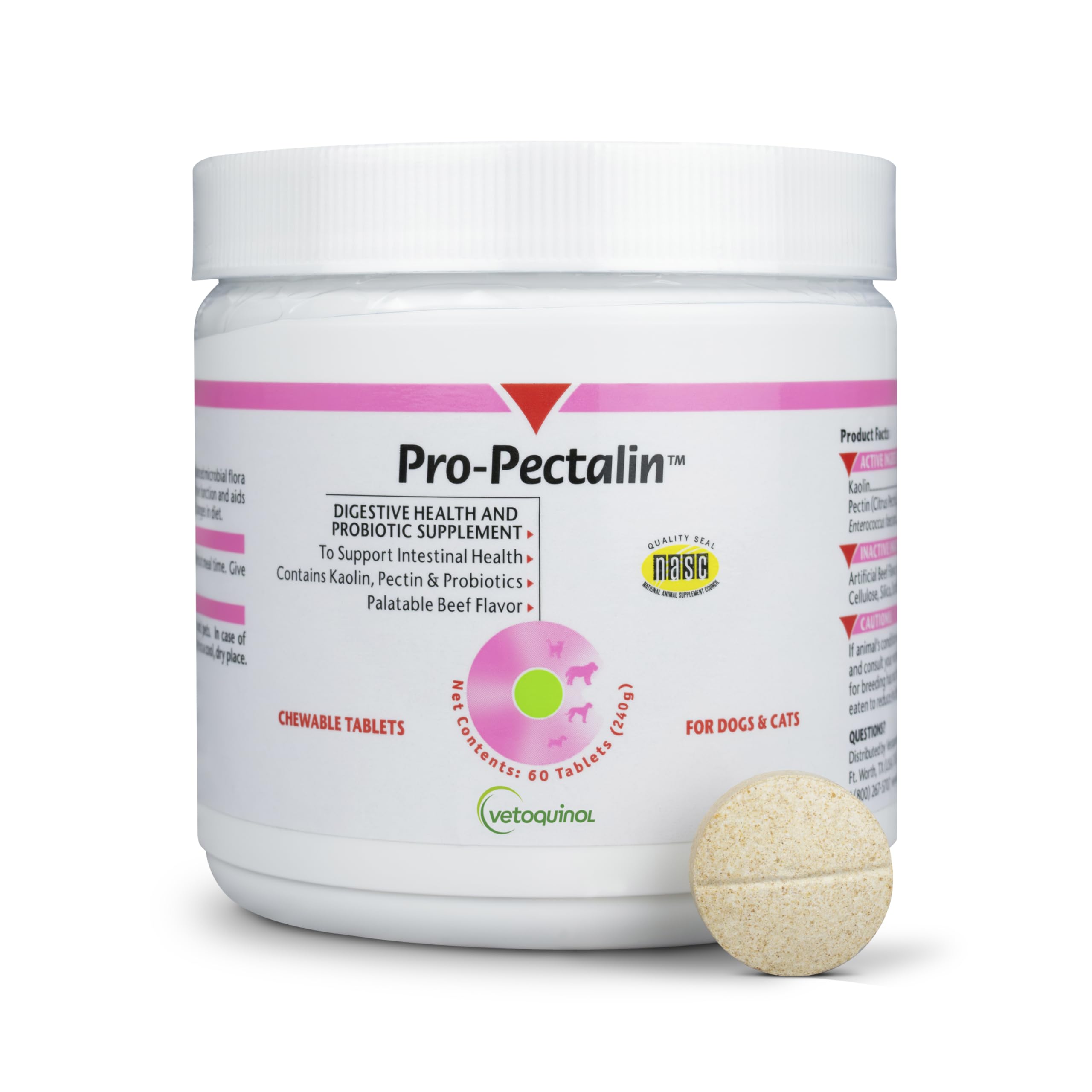 Vetoquinol Pro-Pectalin chewable packaging front for situational diarrhea support.