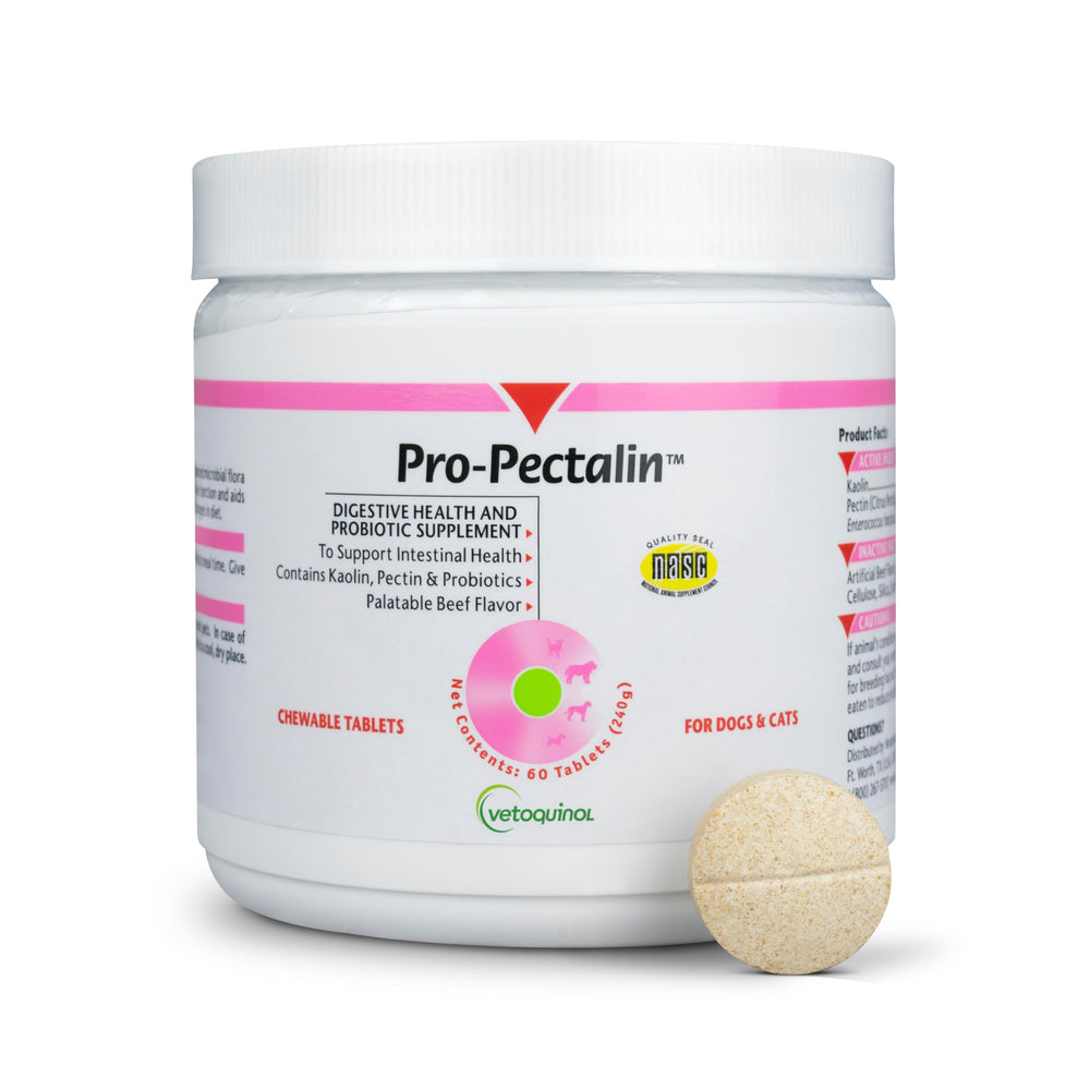 Vetoquinol Pro-Pectalin chewable packaging front for situational diarrhea support.