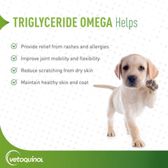 Vetoquinol omega-3 capsules for large dogs, easy daily administration.