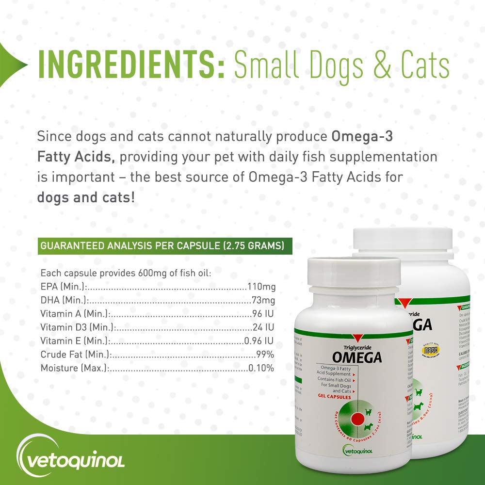 Vetoquinol Triglyceride Omega-3 bottle with pour-on-food option for easy serving