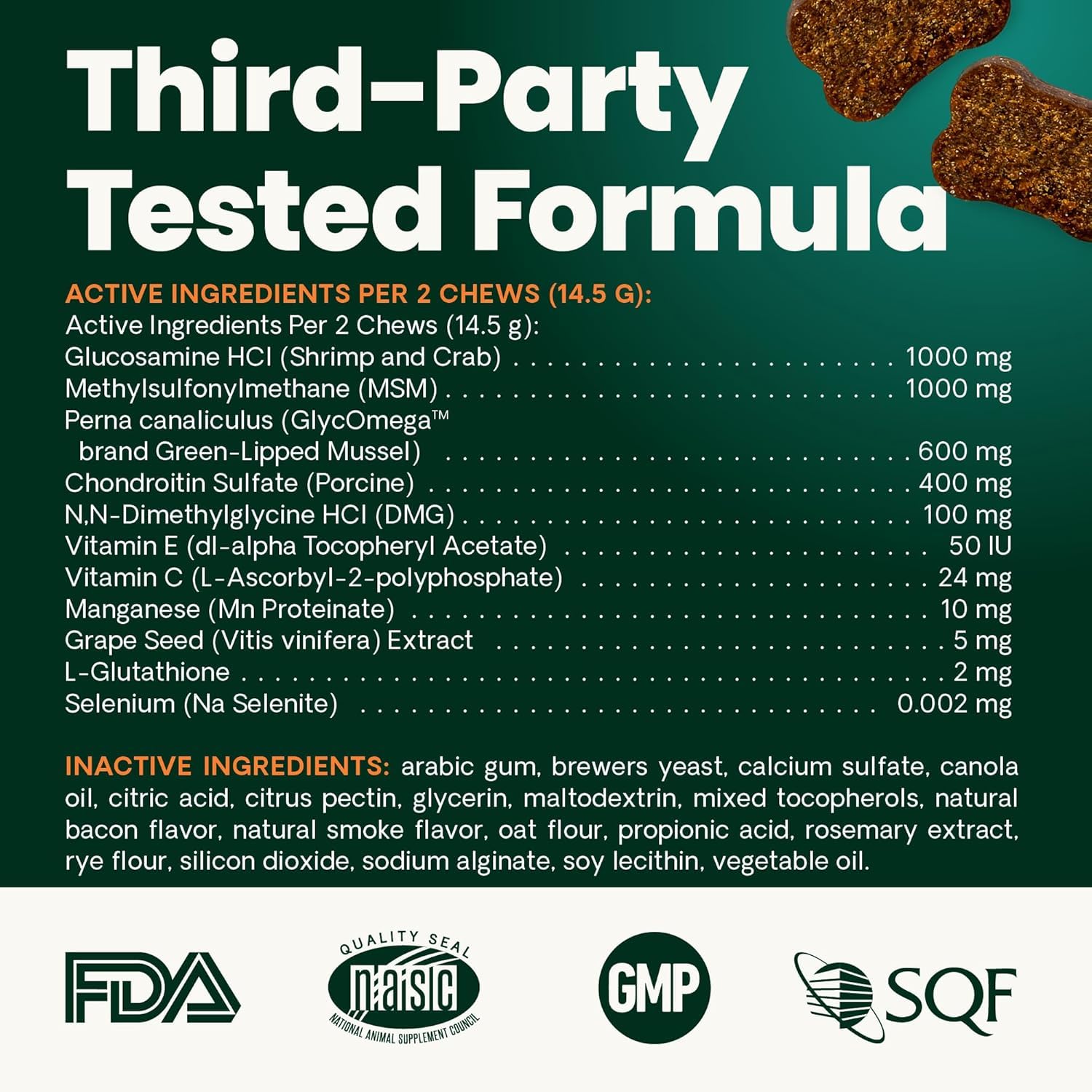 Clear dosage guidance helps owners administer GlycoFlex Plus