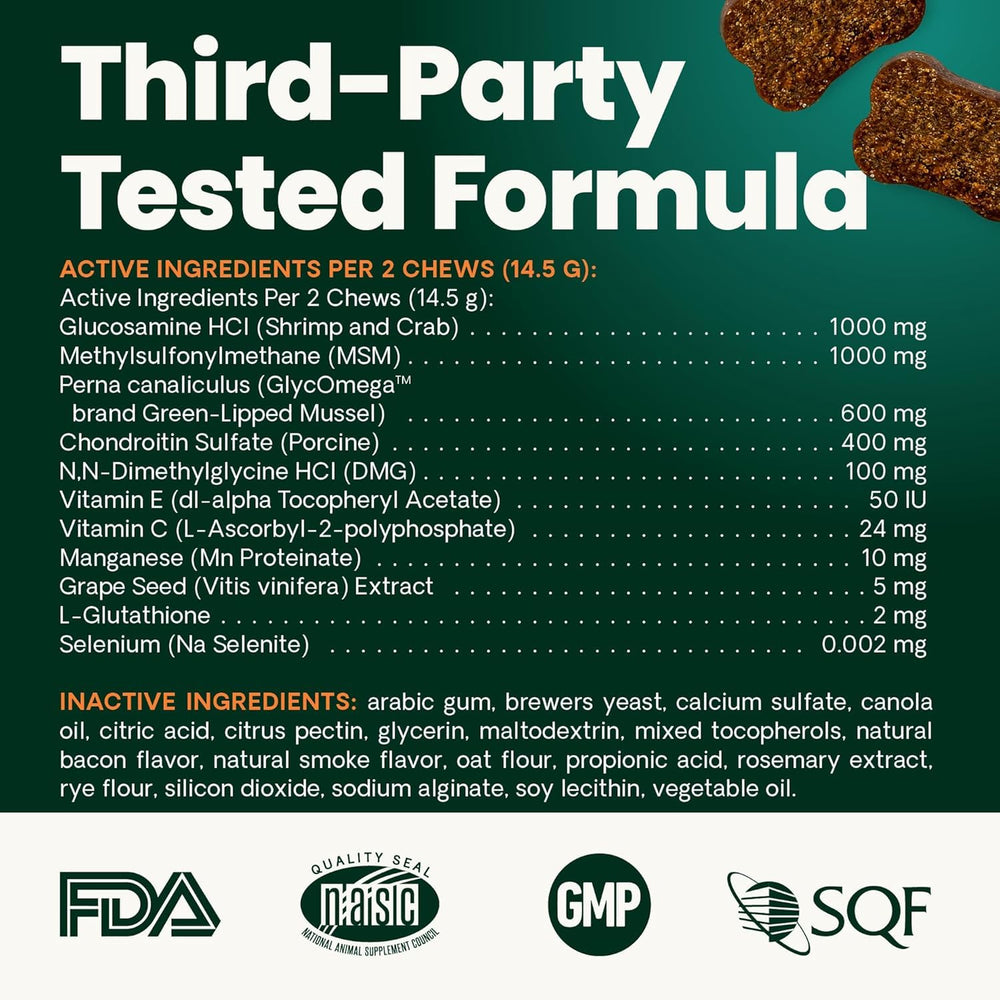 Clear dosage guidance helps owners administer GlycoFlex Plus