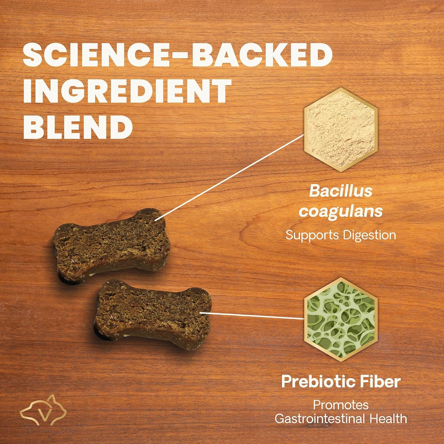 VetriScience Gut Health Chews shown as a dog treat during mealtime.