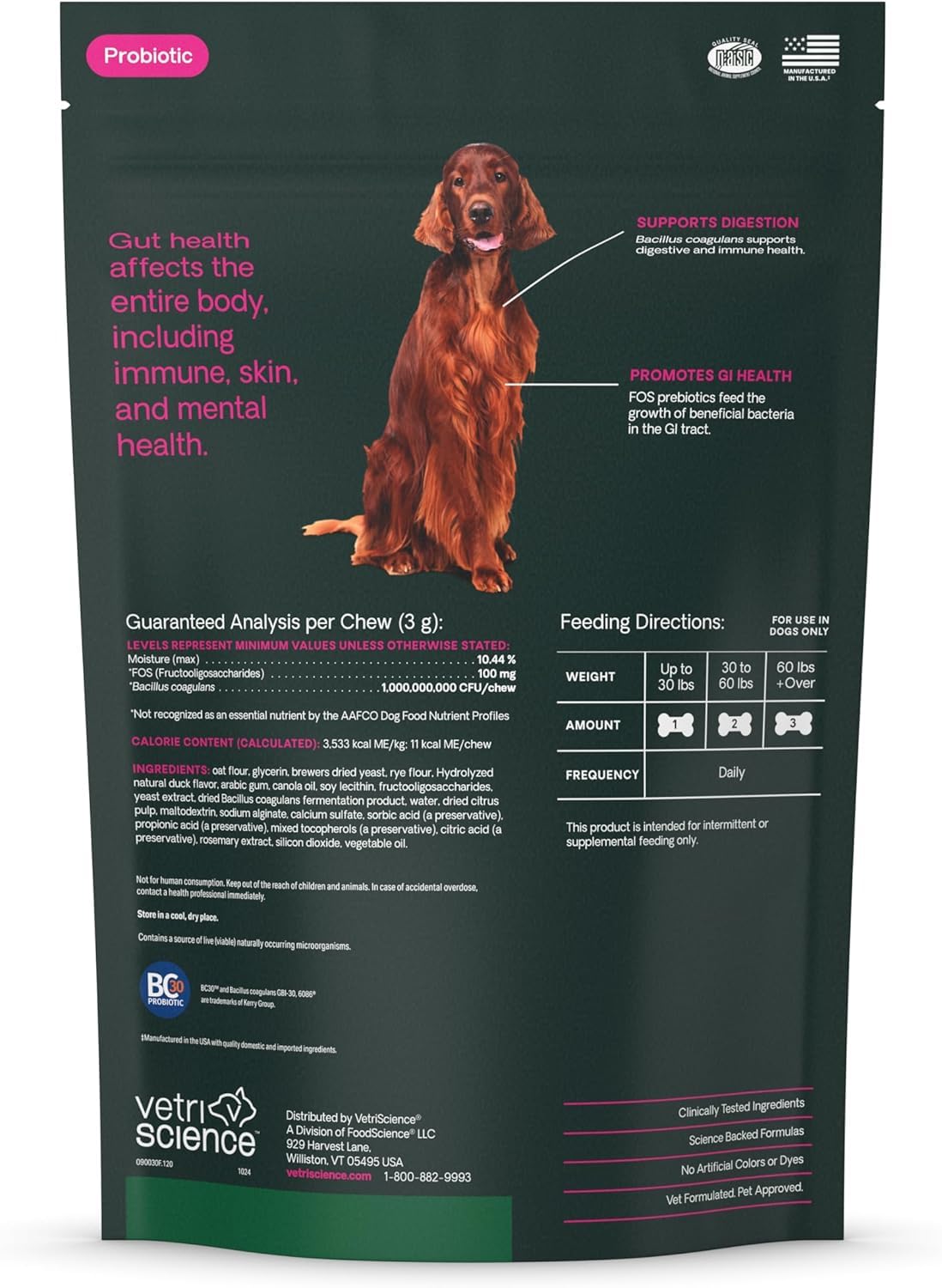 VetriScience Gut Health Chews stacked treats ready for daily regimen.