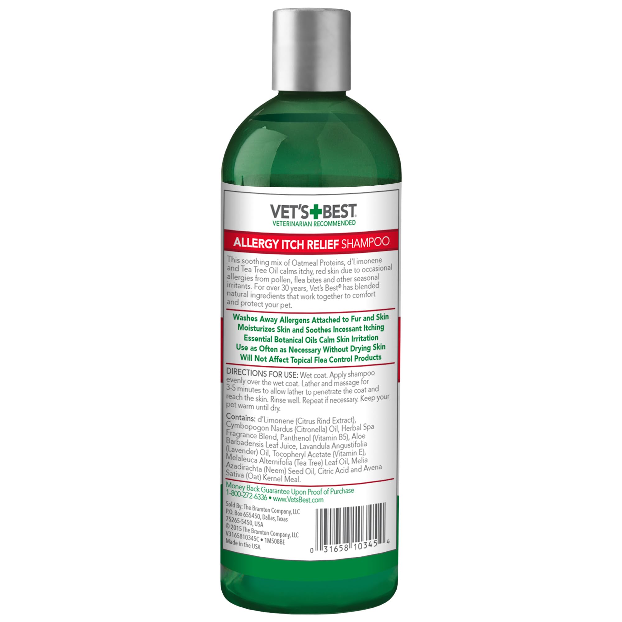 Vet's Best Allergy Itch Relief shampoo lather showing spa-day refresh for dogs