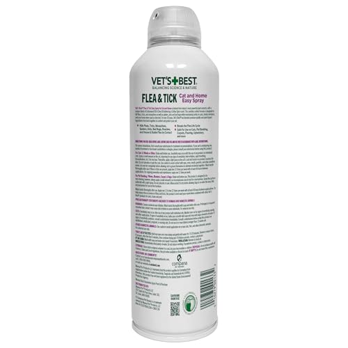 Vet's Best spray applied to a cat bed showing surface pest control.
