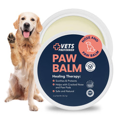 Pommade Vet’s Preferred pour patte de chien sur bocal, protection et hydratation.