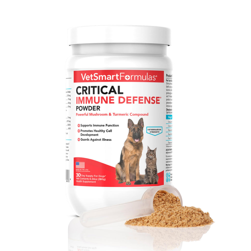 VetSmart Formulas Critical Immune Defense bottle image showing immune support for pets.
